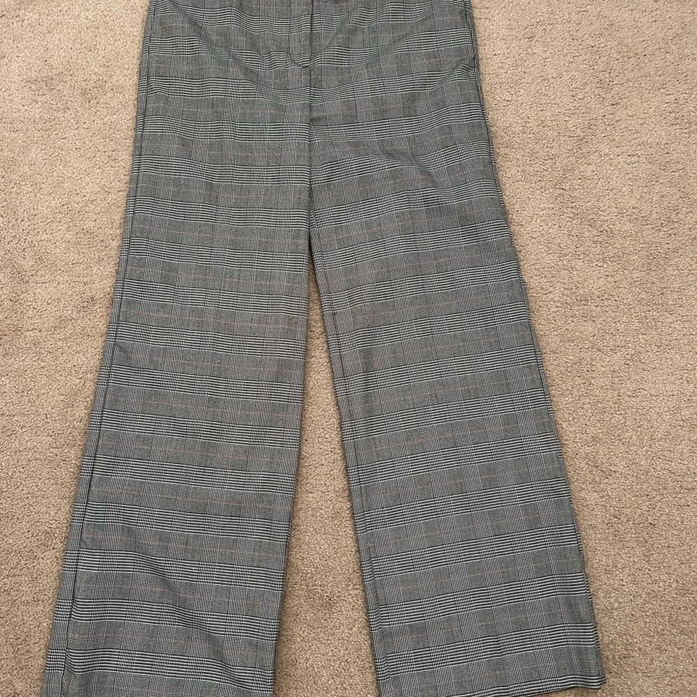 LOFT Gray Dress Pants with Plaid Pattern